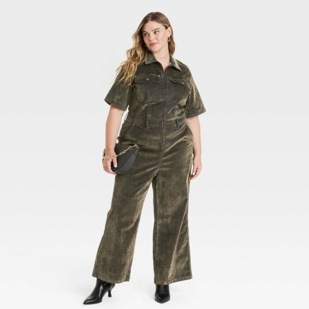 Universal Thread Short Sleeve Flocked Denim Jumpsuit - Picture 3 of 3